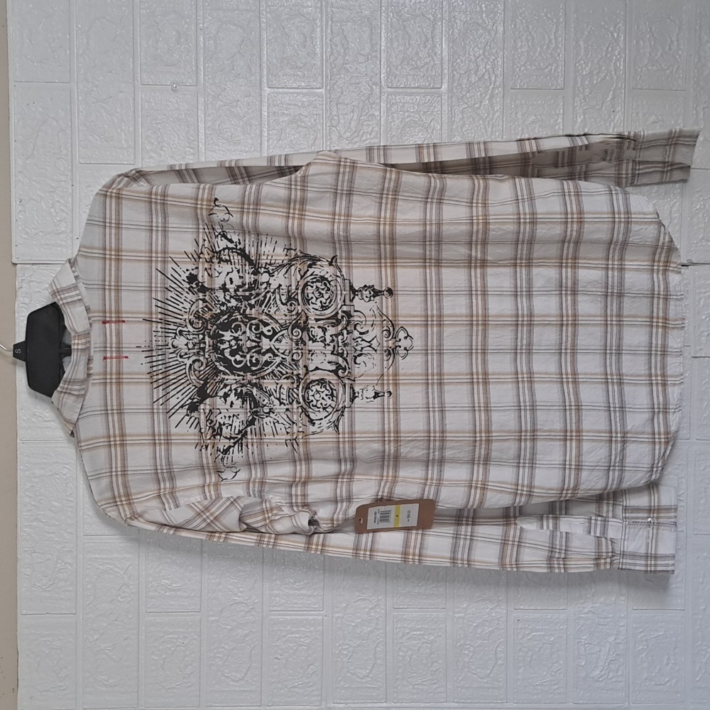 Vintage Red 100% Cotton Graphic Button Down Plaid Shirt